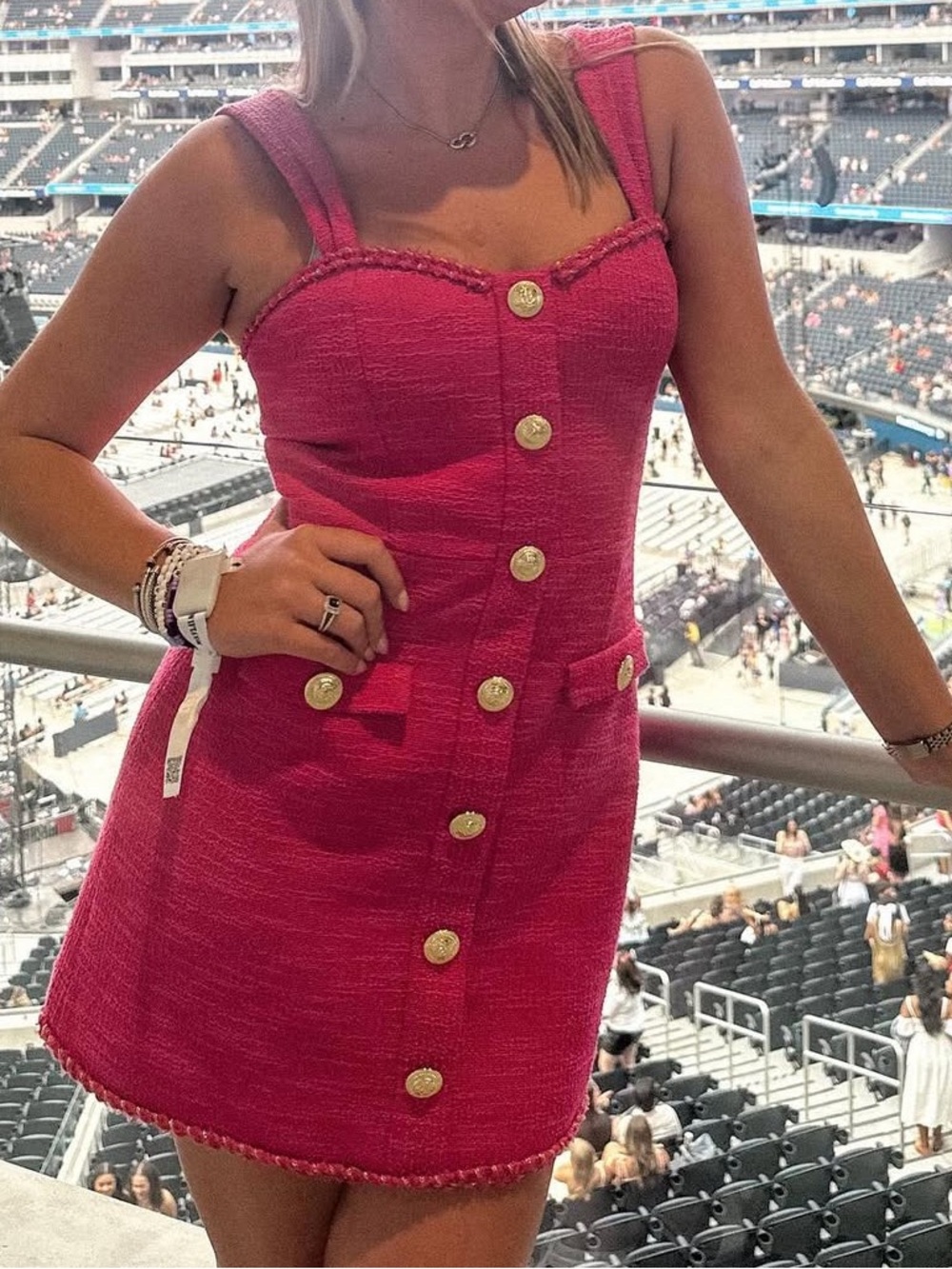 Rebecca Vallance Pink Tweed Mini Dress